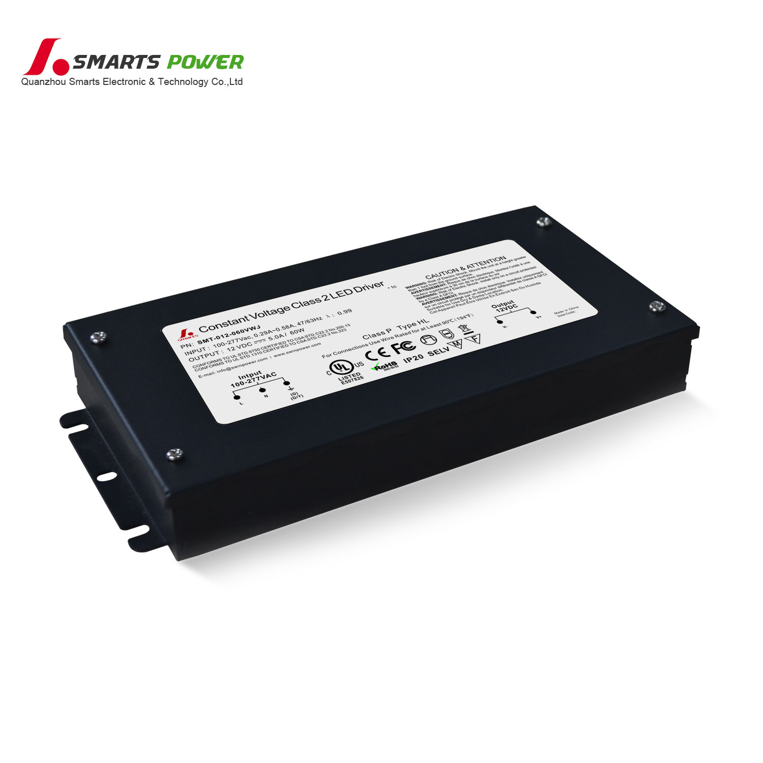 12/24vdc 60w non-dimmable led driver for ceiling light panel light with junction box