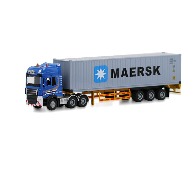 Модель литая грузовика 1:50, модель контейнерного грузовика из сплава TrailerFor, полуприцеп, контейнерный грузовик для мальчиков, игрушка в качестве подарка для детей