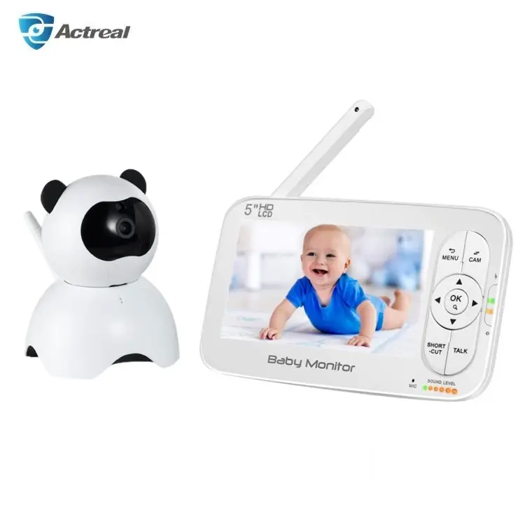 High Quality Two Way Audio Night Vision Sound Detection 5 inch HD Color Display 720P Video Baby Monitor with Camera and Audio