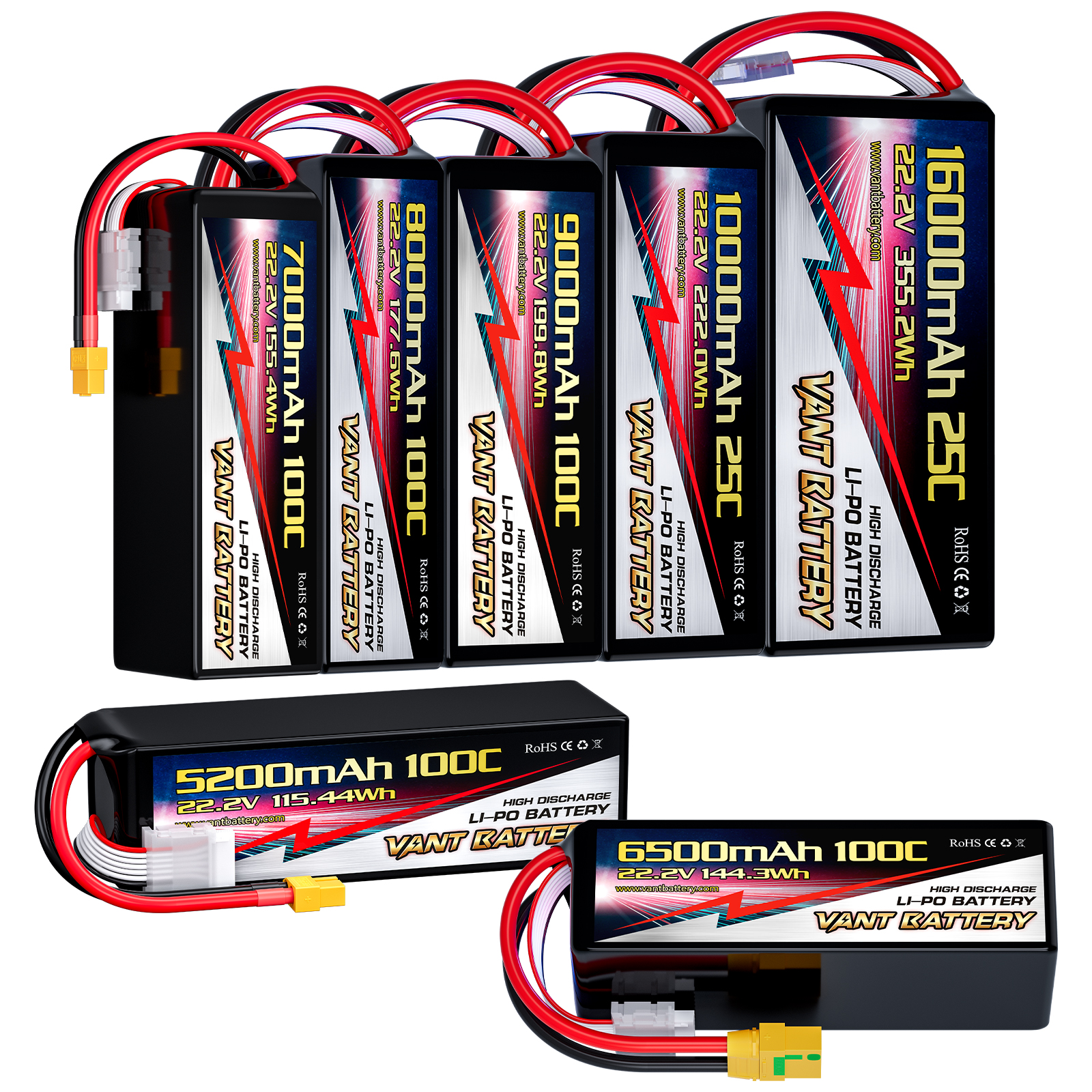 VANT FPV Battery Drone Lipo Battery 6S 22.2V 5200/6500/7200/8000/9000/10000/16000mAh High Energy Density Endure Low Temperatures