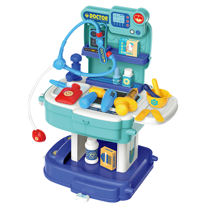Kids foldable medical backpack gift baby doctor play set toys with assembly table