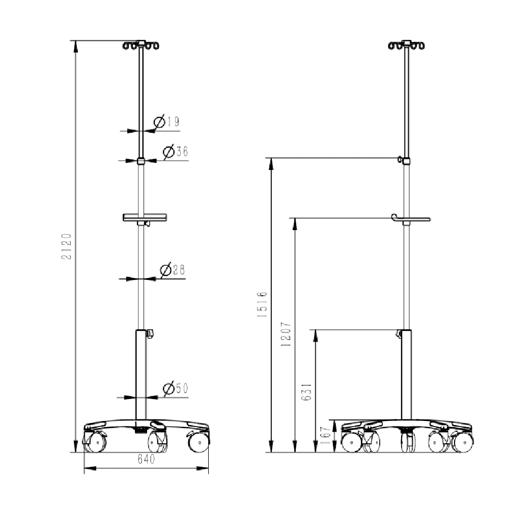Medical Trolley Cart For Monitor With Wheels