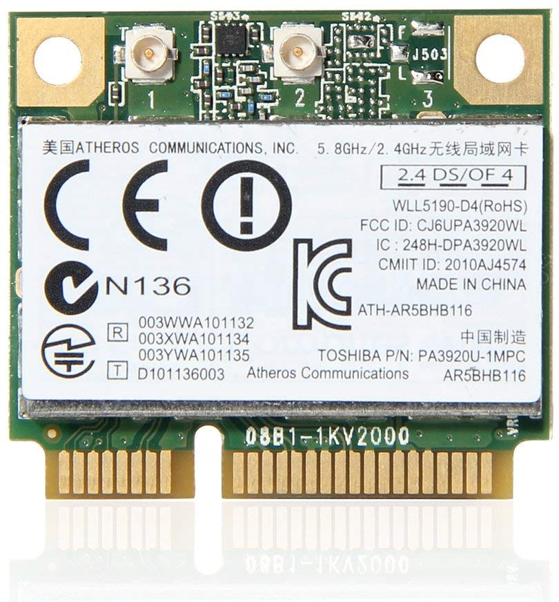 AR9382 AR5BHB116 2,4/5 ГГц Двухдиапазонная беспроводная карта PCI-E 300 Мбит/с 802.11n HALF MINI