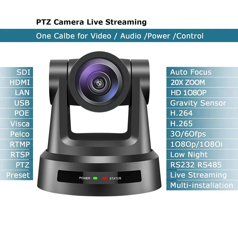 2022 Radio TV Broadcasting Equipment Usb PTZ Ndi Sdi Hd Mi Live Stream Broadcast Radio Station Equipment 20x Conference Camera