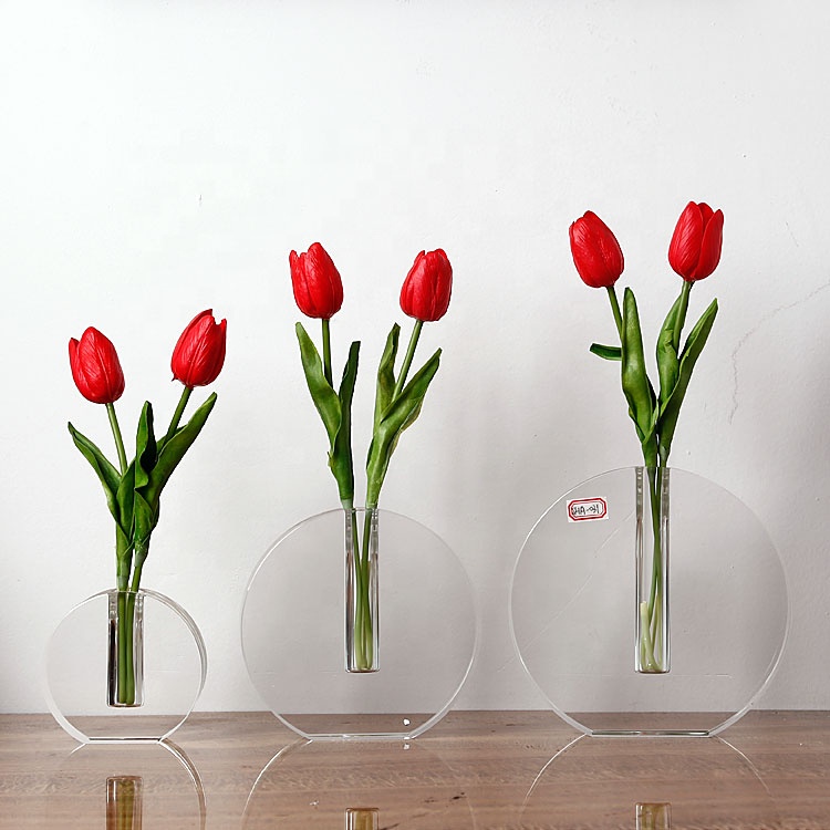 Modern Decorative Handmade Home Decor Ideas Wedding Table Decoration Transparent Single Flower Crystal Glass Flower Vase