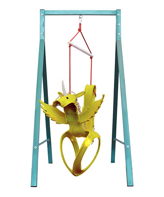 Gold unicorn Recycled Tire Swing for Kids 3 to 10 years old