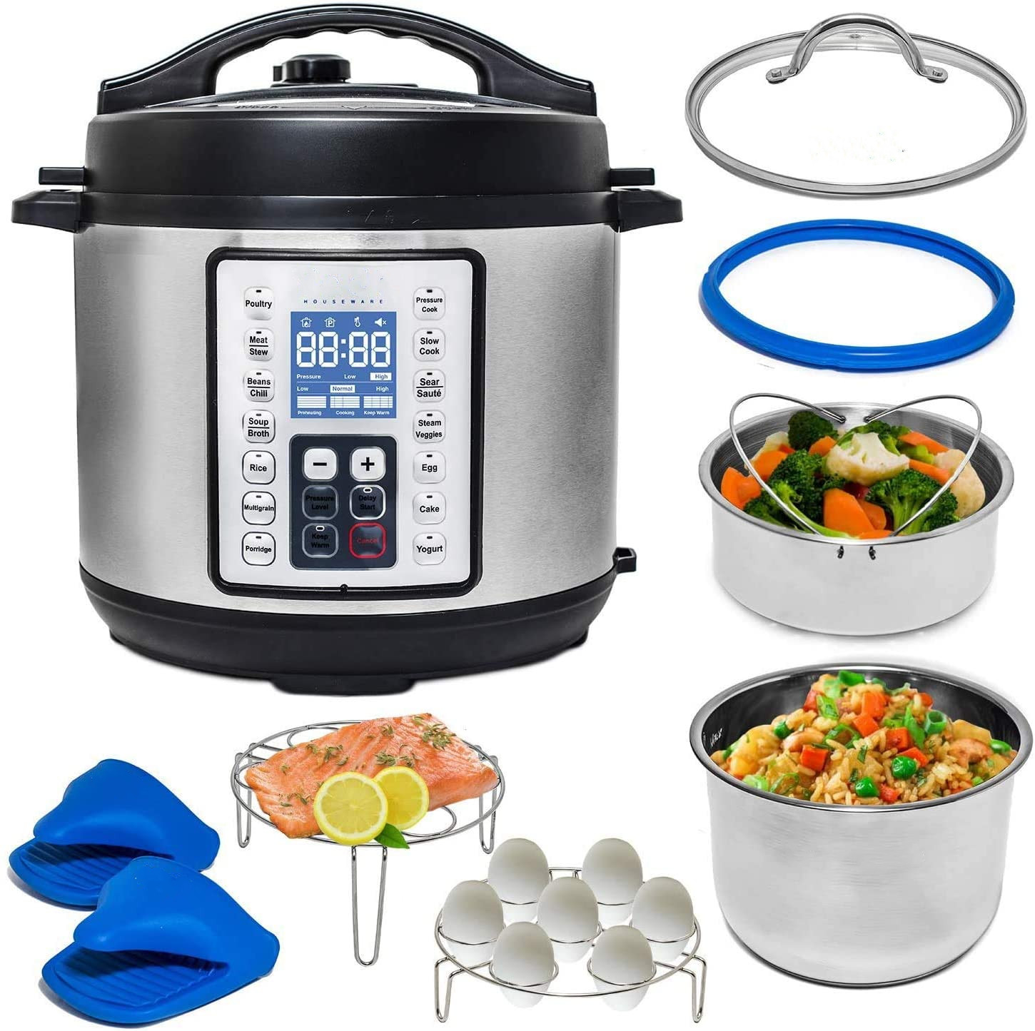 Stainless Steel Instant Function Pot Duo 7-In-1 Electric Pressure Cooker