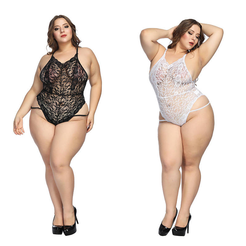 Hot Sale Sexy Black And White Color Women Plus Size Underwear Lace Jumpsuit Sexy Lingerie