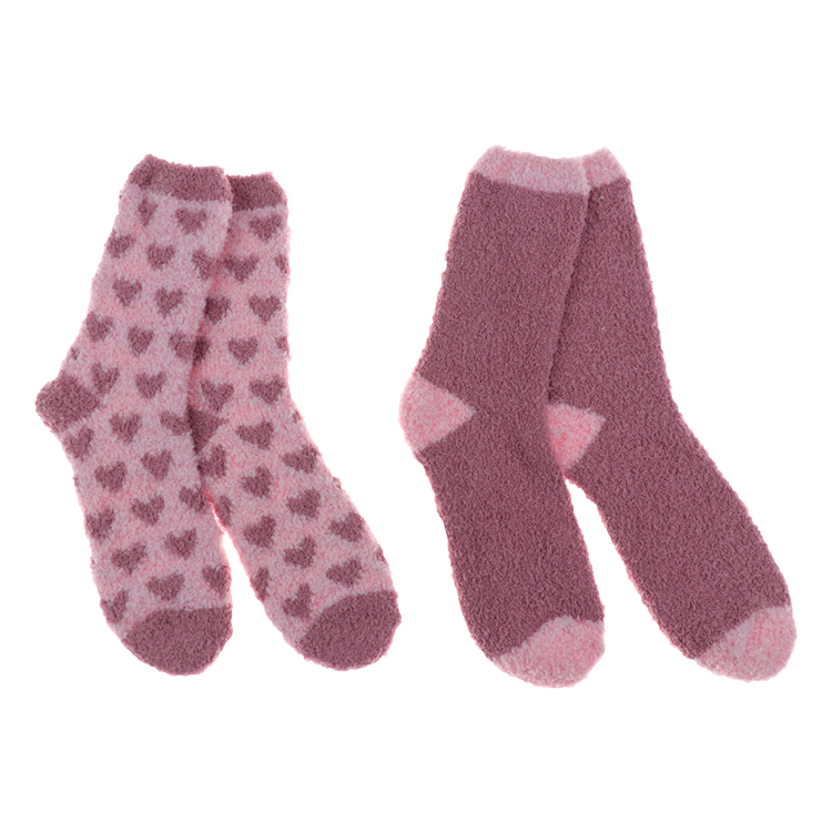 Thick coral fleece heart pattern winter fuzzy &cozy long socks women warm indoor floor sock Socks