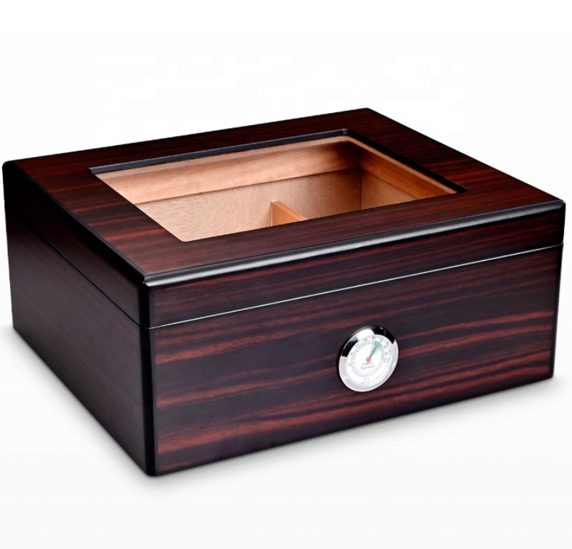 Customization Modern OEM High-end Wooden Desktop Cigar Humidor Box For 50pcs of Cigars Wholesale Cigar Humidor
