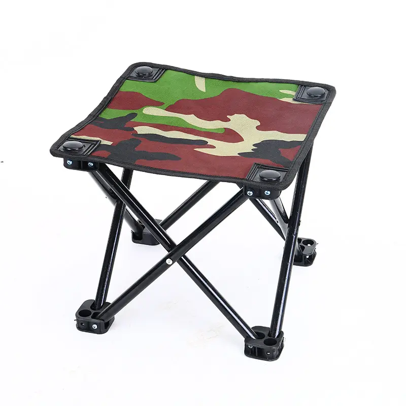 Small portable lightweight steel camo folding camping beach foldable camp stool fishing chair