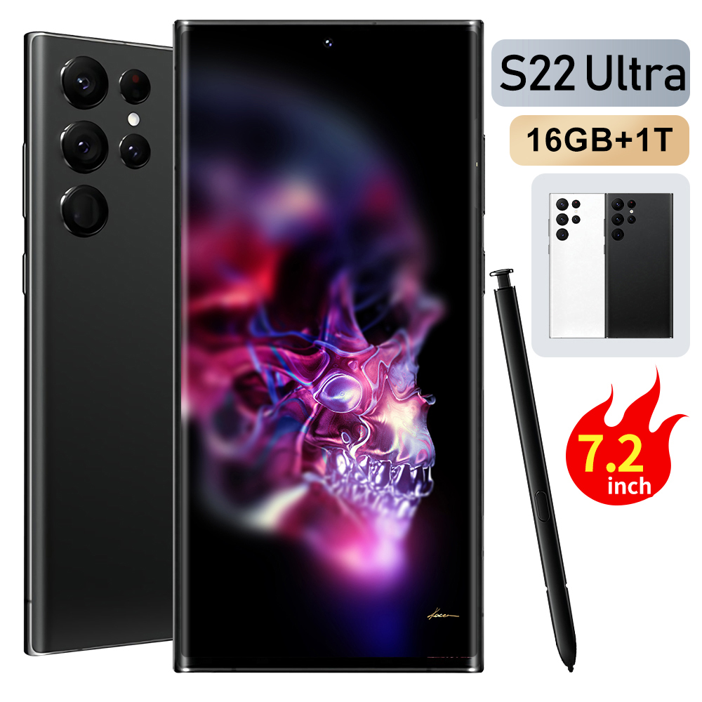 Оригинальный S22 ультра 7,2 дюймовый смартфон полный экран 16 + 1 ТБ Android телефоны встроенный стилус Face ID разблокированный сотовый Чехол для мобильного телефона