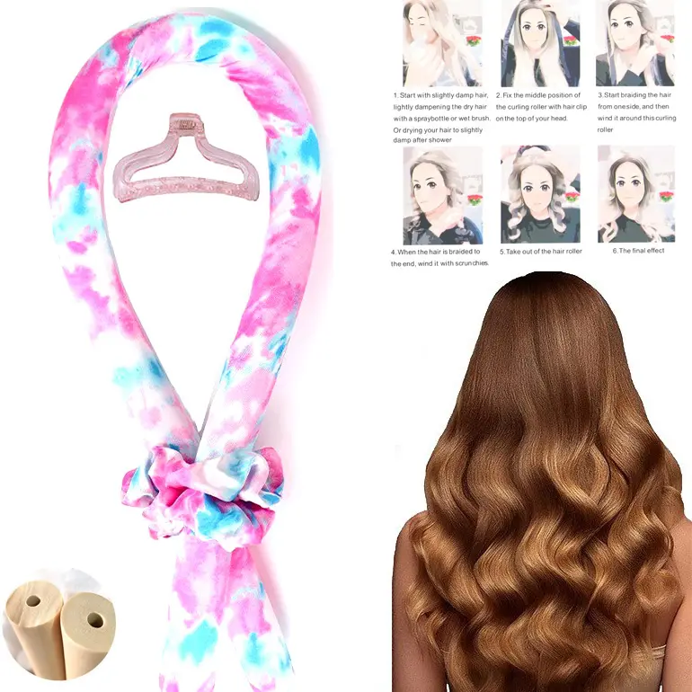 Wholesale Factory sleeping headband Rod curling Ribbon heatless silk hair curlers for woman long hair
