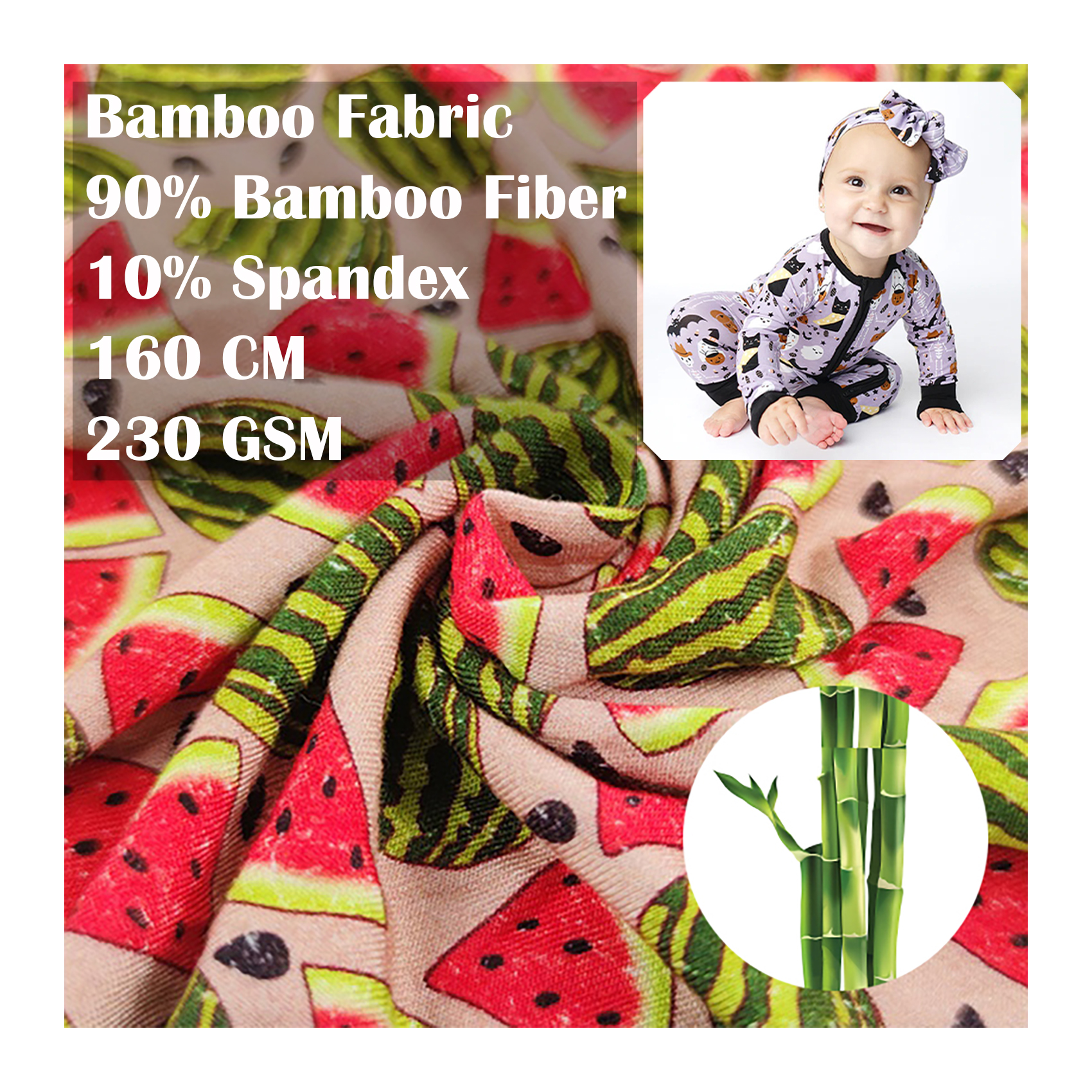 100% Bamboo Fiber Custom print Organic Acrylic Cotton Knit Fabric For shirt, dress, pajamas