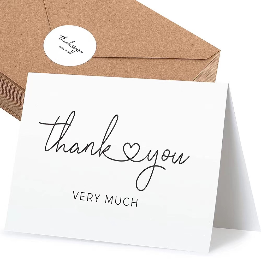 Оптовая продажа, открытка с надписью Thank You на заказ, с конвертом, открытка в подарок на Рождество, День благодарения