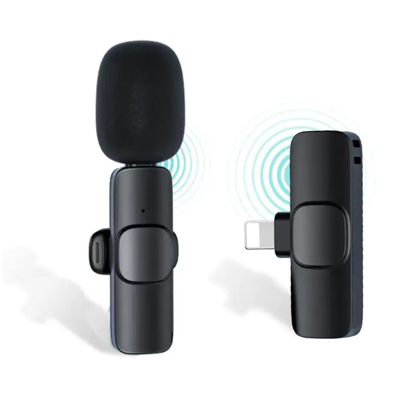 Portable BT5.0 Smart Wireless Mini Lavalier Microphone Condenser Clip-on Lapel Stereo Noise Cancelling Live Video For iPhone 13