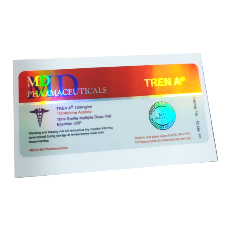 Custom free design hologram foil 10ml steriod injection vial label vials label and box