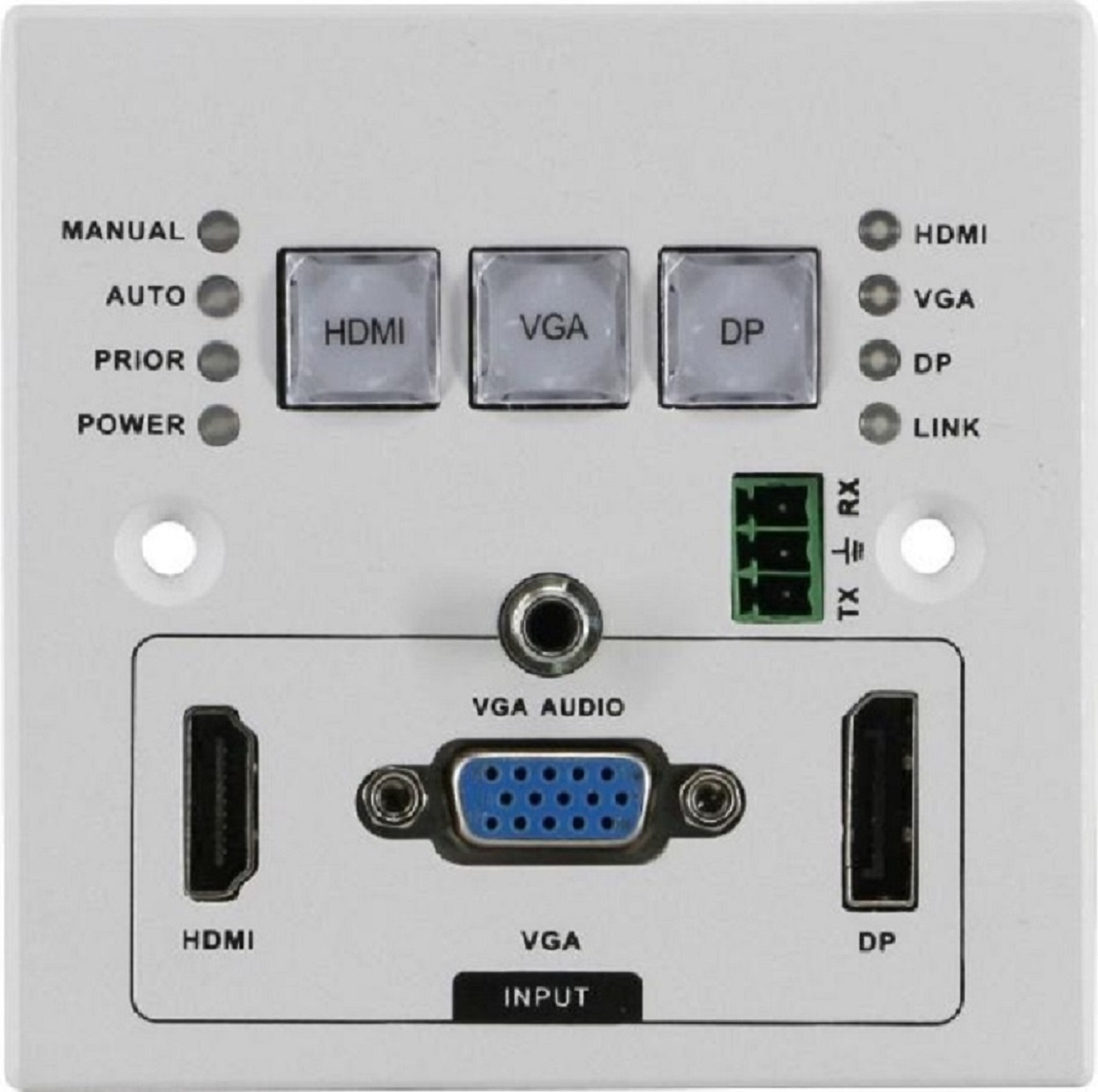 Hdbaset Wall Socket Transmitter HDM1+VGA+Dp Switch with Audio & remote control for Multimedia Display and Video Conference