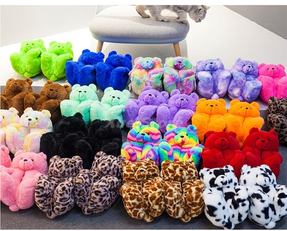 teddy bear slippers kid animal plush house children toddler kids teddy bear slippers