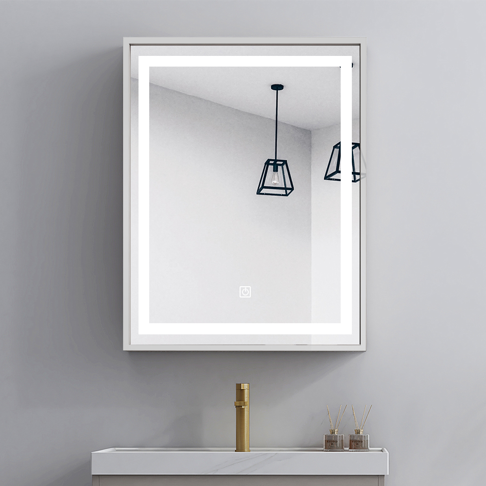 Led makeup mirror anti-fog rectangle vanity 600*800 mm touch switch led lighted smart mirror