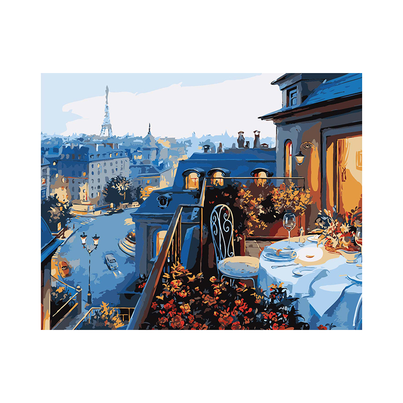 Wholesale Paint by Number Kits Paris Tower Scenery DIY Oil Painting by numbers for Kids and Adults Beginner