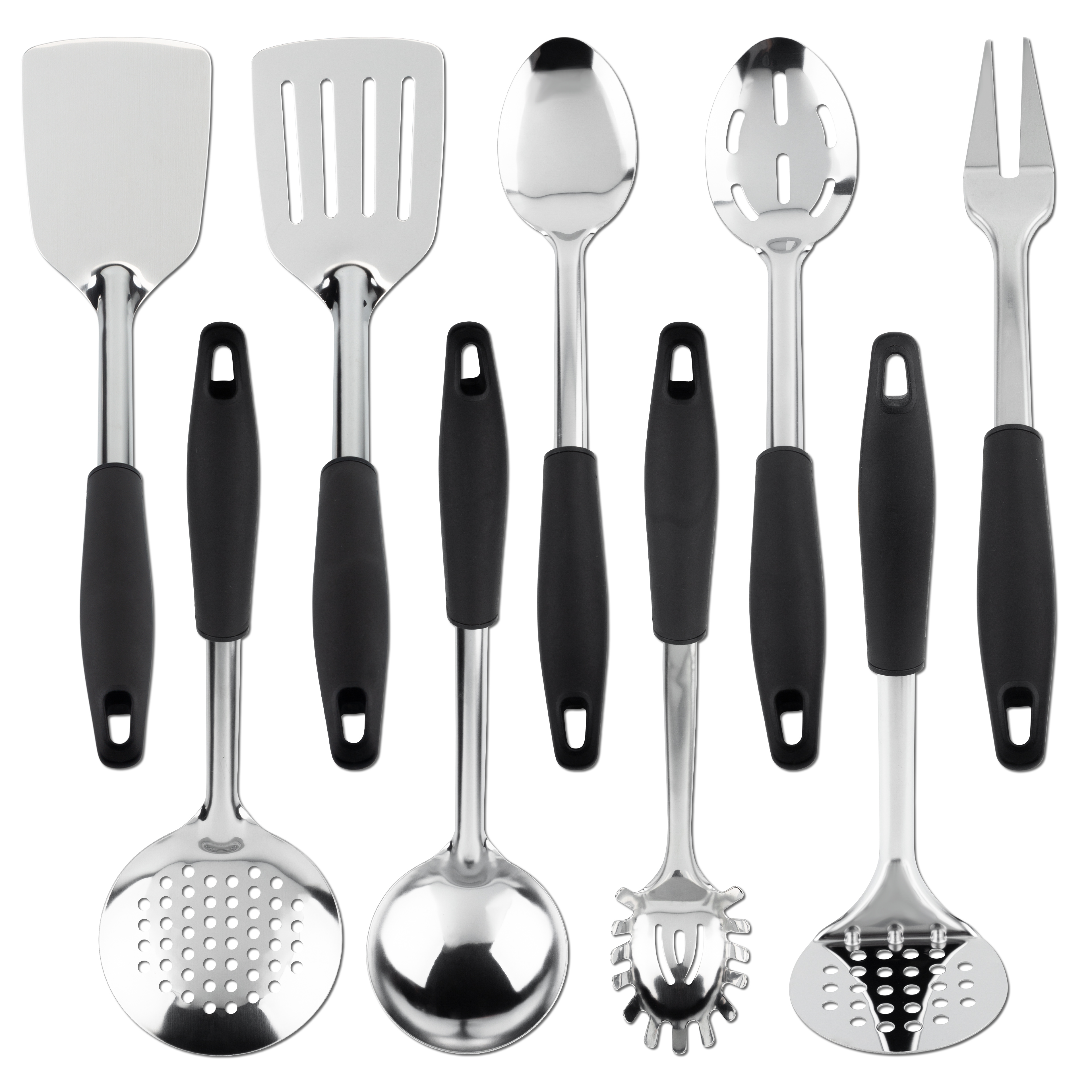 Eco-Friendly Home Cooking Stainless Steel Kitchen Tools Utensils Set Gold with Wood/PP Handle Silicone Kitchenware