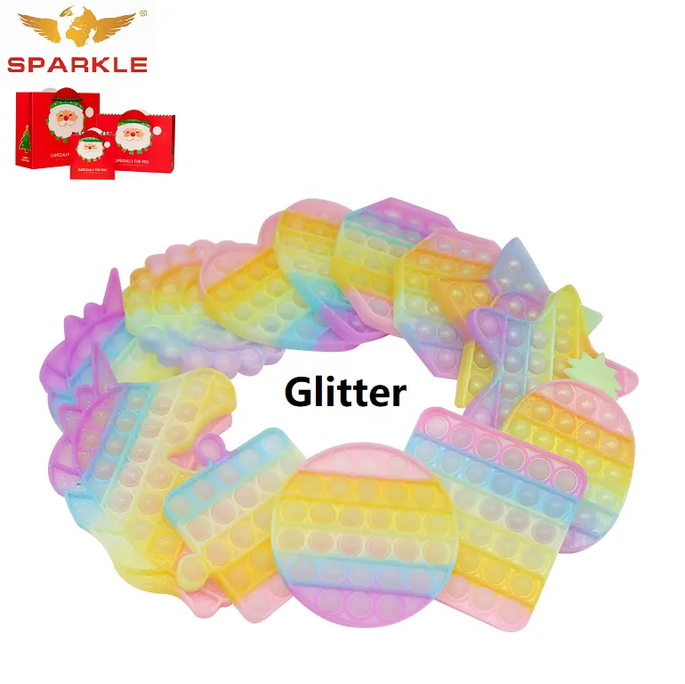 GLITTER POPPER! Gel Glitter Novelty Push Pop Bubble Sensory Decompression Toys for Autism Special Needs Anxiety Relief 2021