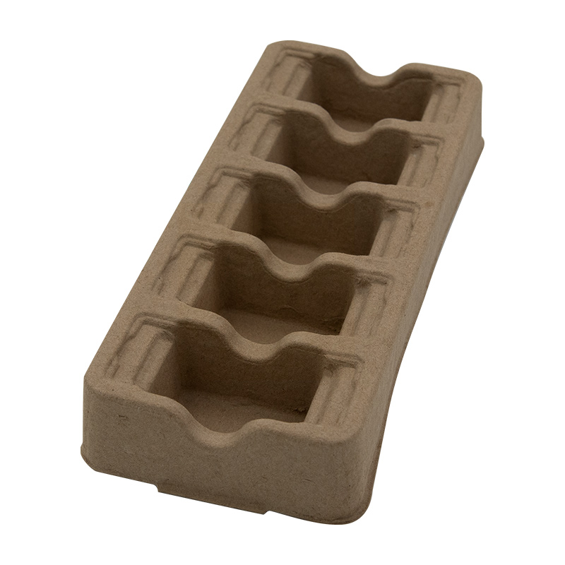 Wholesale natural fiber paper pulp dry press brown recycled packaging paper tray