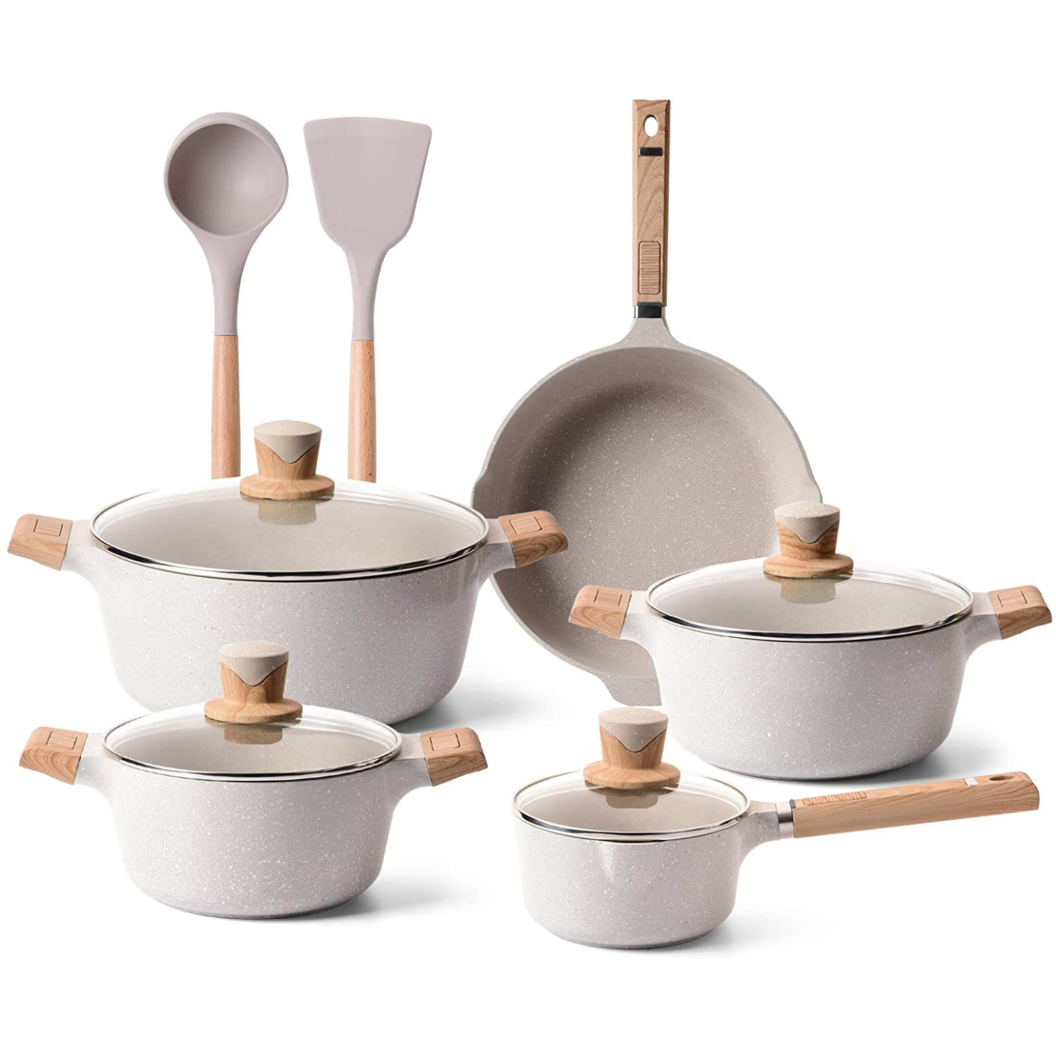 11 Pieces Cookware Set Nonstick Pans and Pots Sets with induction bottom Non Stick Frying Pans and Saucepan Sets
