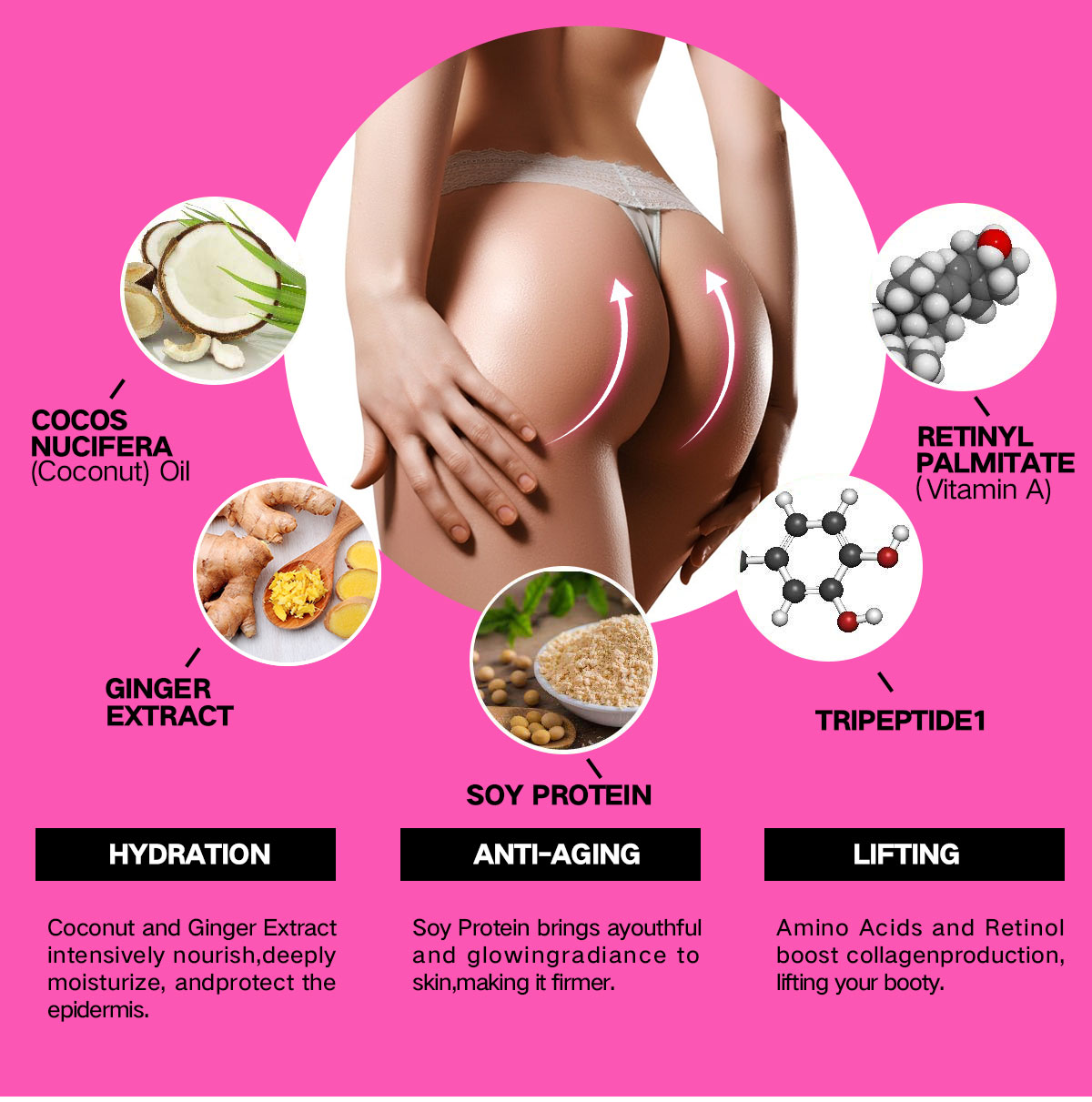 Butt Enhancement   Enlargement Cream Works for Your Buttocks Tightened and More Elastic Without Injections - Lift Up Butt Cream