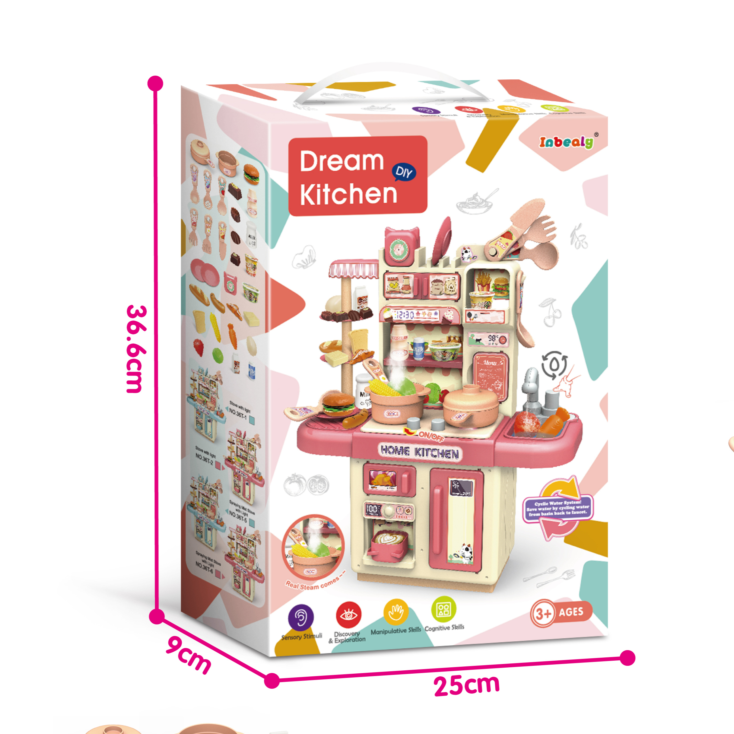 Cooking Games Toys Set Kitchen Pretend Play Accessories 34pcs with Music and Light Kitchen Play Set for Toddlers
