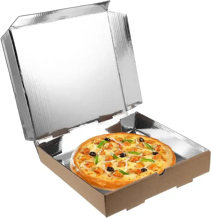 Custom Logo Printed Kraft Pizza Box Thermal Aluminum Foil pizza Box