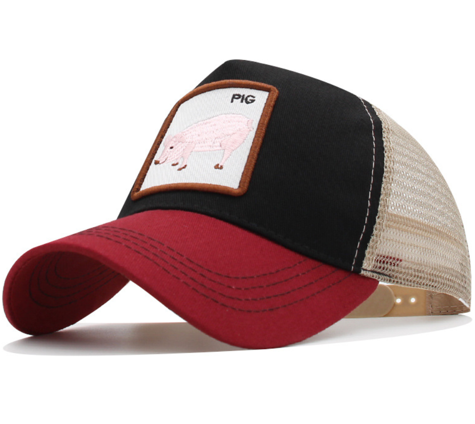 2021 most popular custom embroidered animal logo patches gorras trucker hat padded mesh 5 panels high crown cap