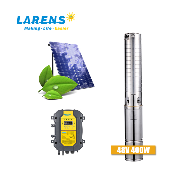 LARENS DC 48V 400W Рабочее колесо из нержавеющей стали, солнечный глубинный водяной насос для сельского хозяйства