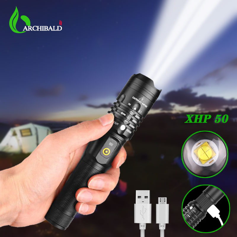 Aichibald I Outdoors Camping Waterproof 10000 Lumens Mini Powerful Rechargeable Led Flashlights Tactical With Power Bank