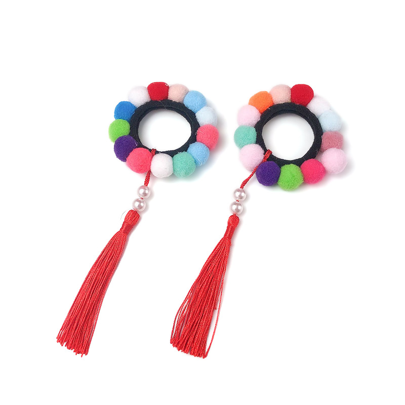 New colorful ball hair accessories girl ball head pearl tassel princess hair rope hair accessories