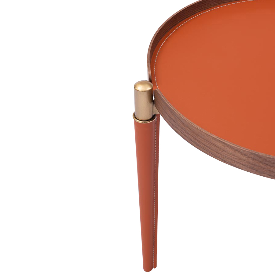 Nordic modern Round orange living room furniture coffee table with stainless steel
