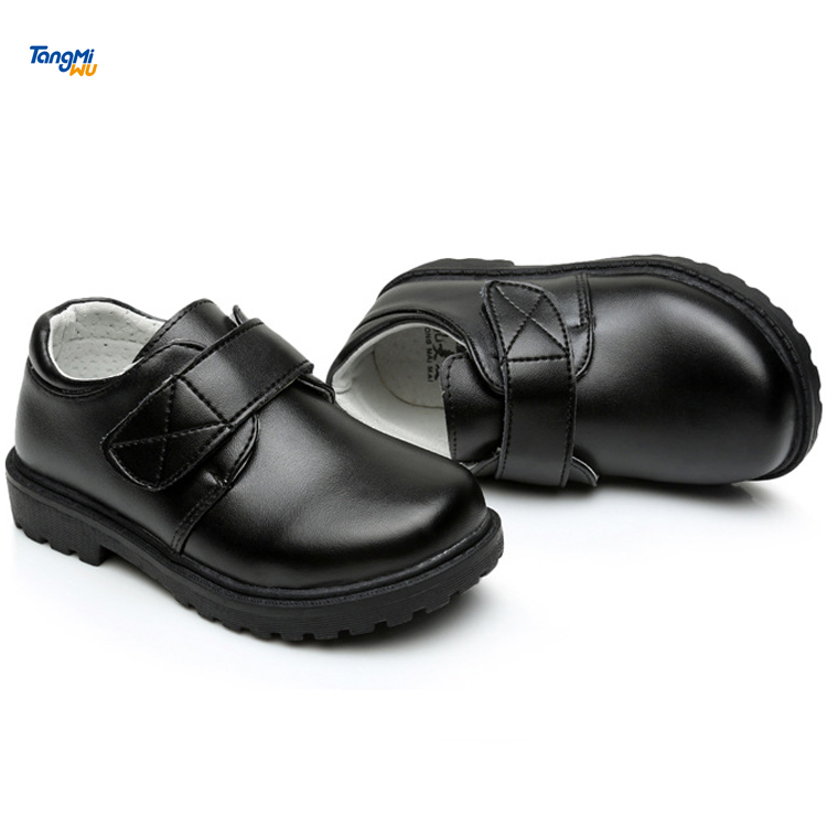 Tangmiwu comfortable leather black children kids boys school shoes
