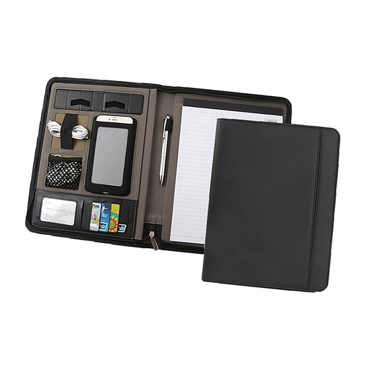 Custom Logo Mini Padfolio A4 Leather File Folder For Document Paper Portfolio Folder