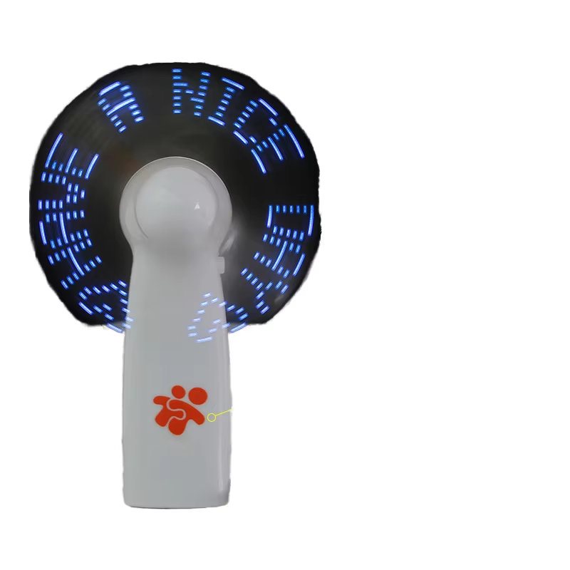 New Product Mini Portable Handy Led Custom Message Battery Fan, logo Customized Led Display Handheld Electric Fan