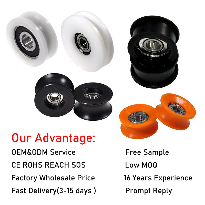 BSU68622-8 6x22x8mm Plastic Coated Bearing Steel 686ZZ U-type Guide Pulley Rolling Bearing Wheel Load 20KG For Door Window