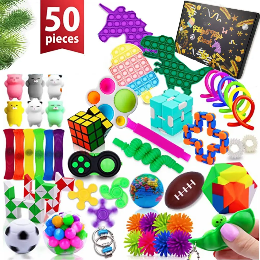 Amazon Accept OEM 50 Pcs Fidget Toys Pack Set Advent Calendar Pop Fidgets Toy Sets Packs Stress Relief Toys For Kids And Adults