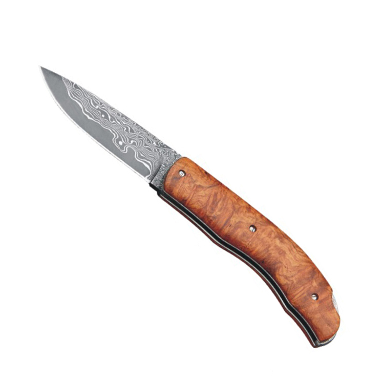 Оптовая продажа, деревянная ручка Sapele, дамасский Охотничий Тактический складной карманный нож для кемпинга