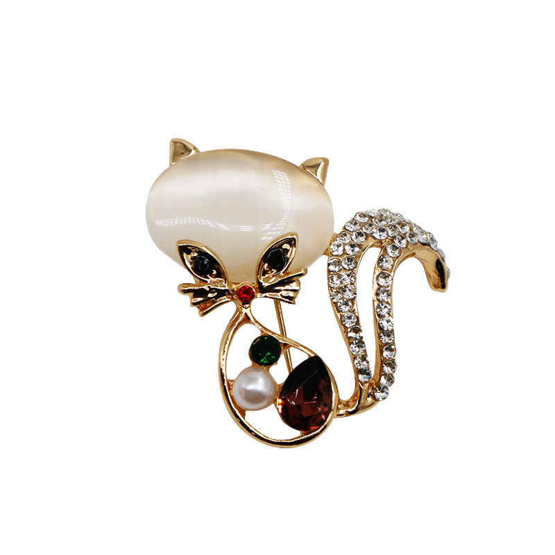cute fox crystal metal brooches pins,custom animal insect brooch pin accessories
