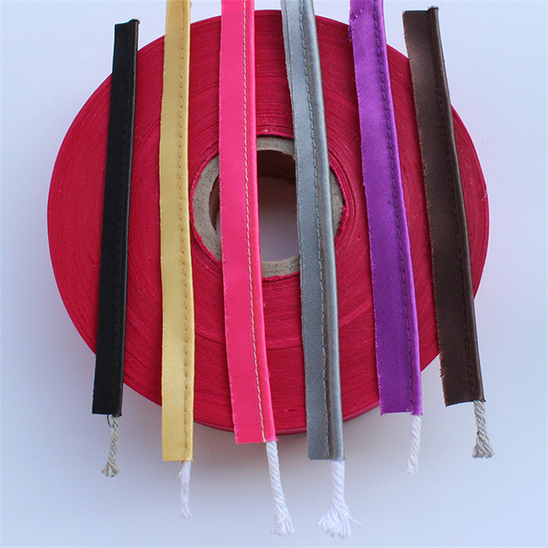 100 yards/roll Overlock Polyester Satin cloth braided Woven core rope tape piping cord Wrapping strip For Quilt Cover