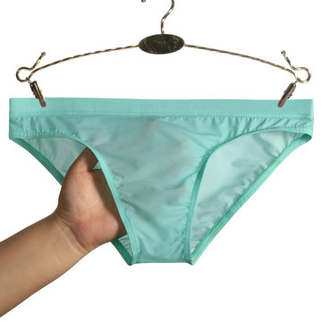 Ready To Ship Ice Silk Summer Design Low Waist Transparent Men Sexy Underwear Briefs