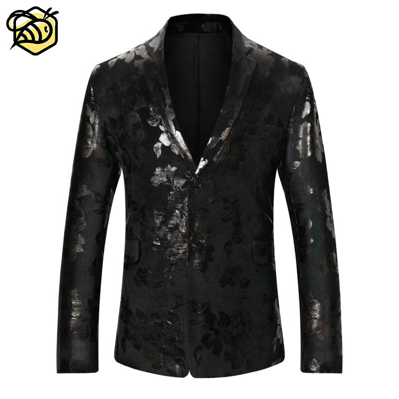 2022 New Design China Mens Suits Costume Ternos De Glitter Rose Jacquard Print Blazer