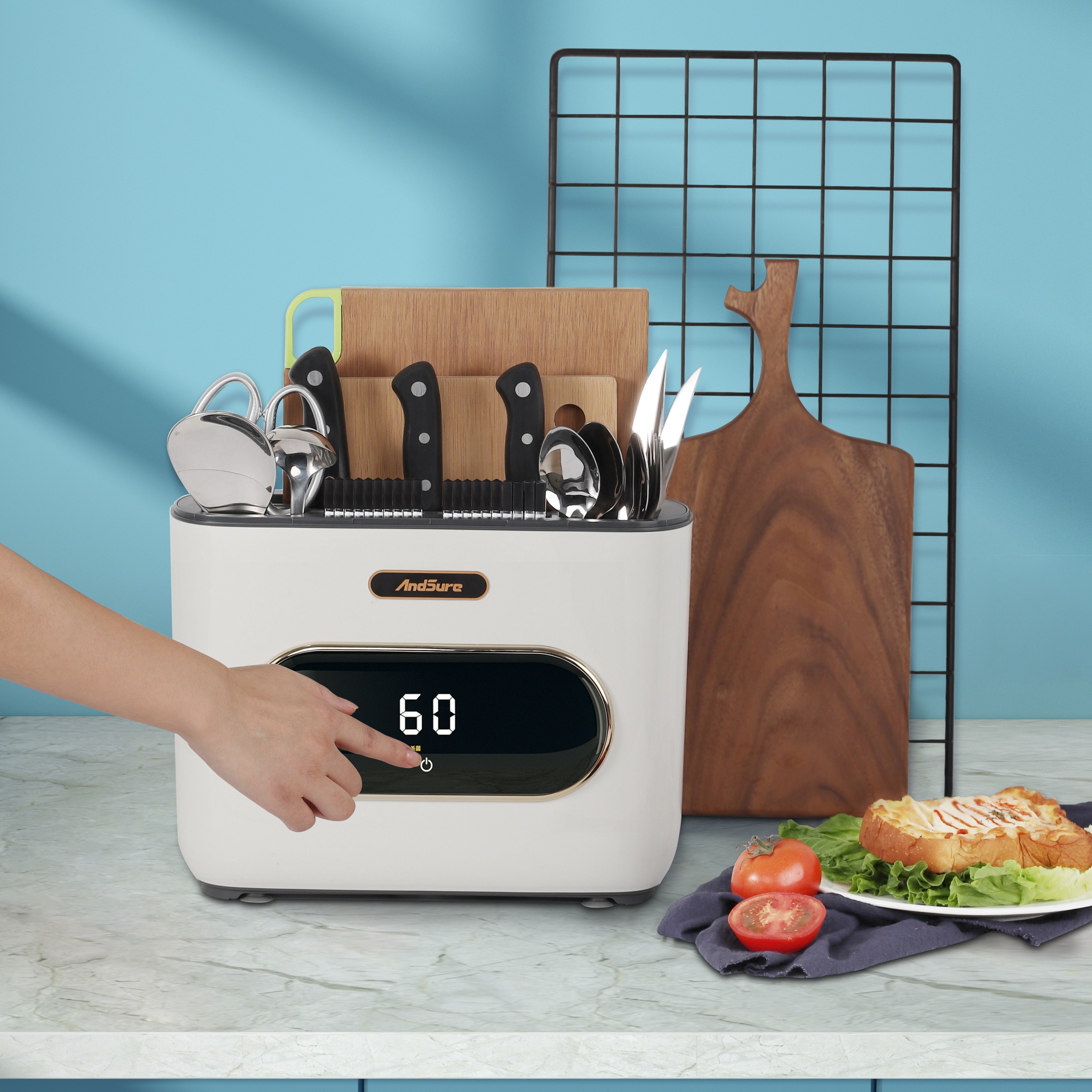2021 Best Intelligent Disinfection Knife Holder Kitchen Knife Block with UV sterilizer