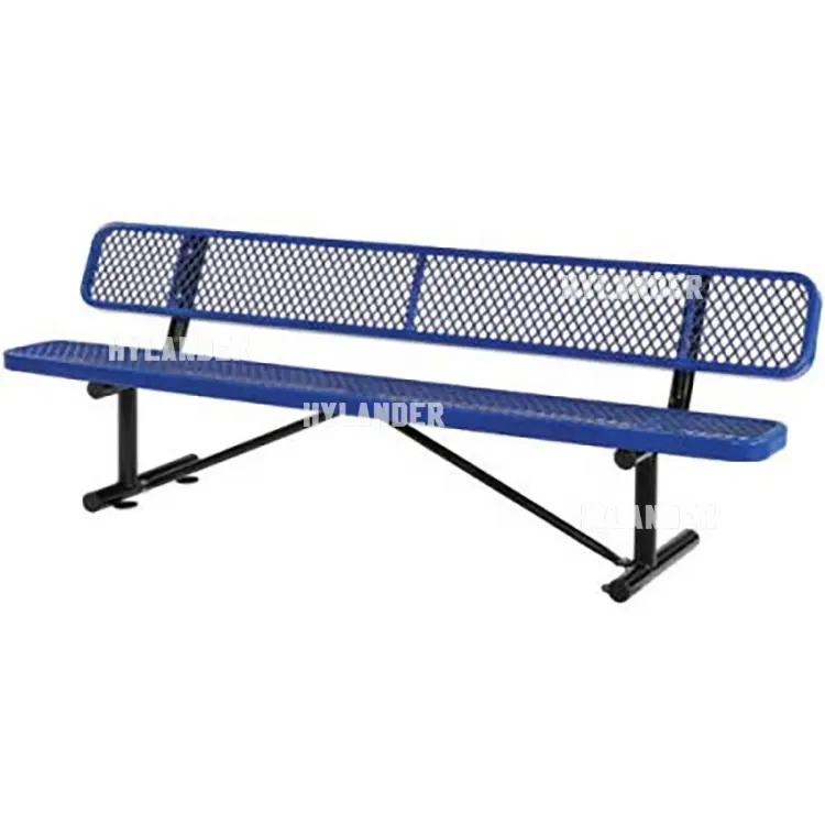 Outdoor Steel Bench with Backrest 8 ft. Green Expanded Metal bench