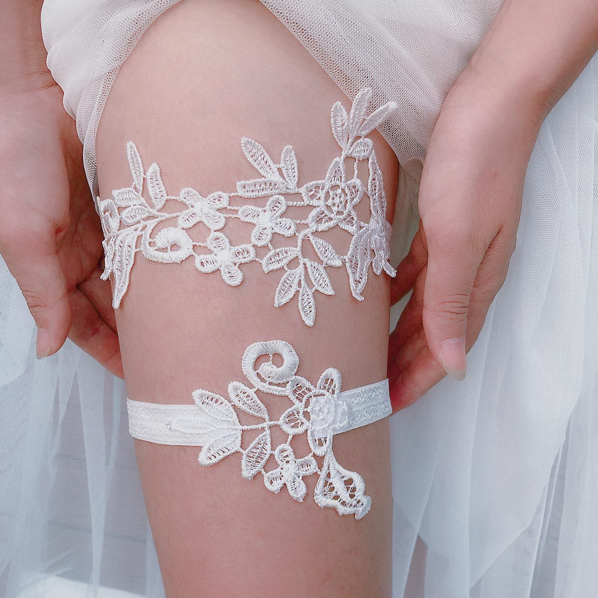 Сексуальная Кружевная подвязка SLBRIDAL с цветочным кружевом кристаллами стразами жемчугом свадебный пояс подвязка для бедра для ног кольцо для женщин/невесты